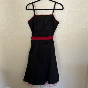 Morbid Threads Black Goth Dress with Red Tulle and Polka Dot Belt Size M